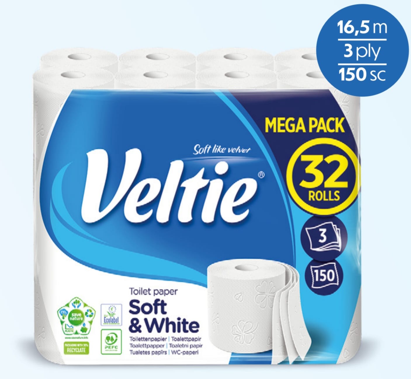 Toilettenpapier Veltie soft & white